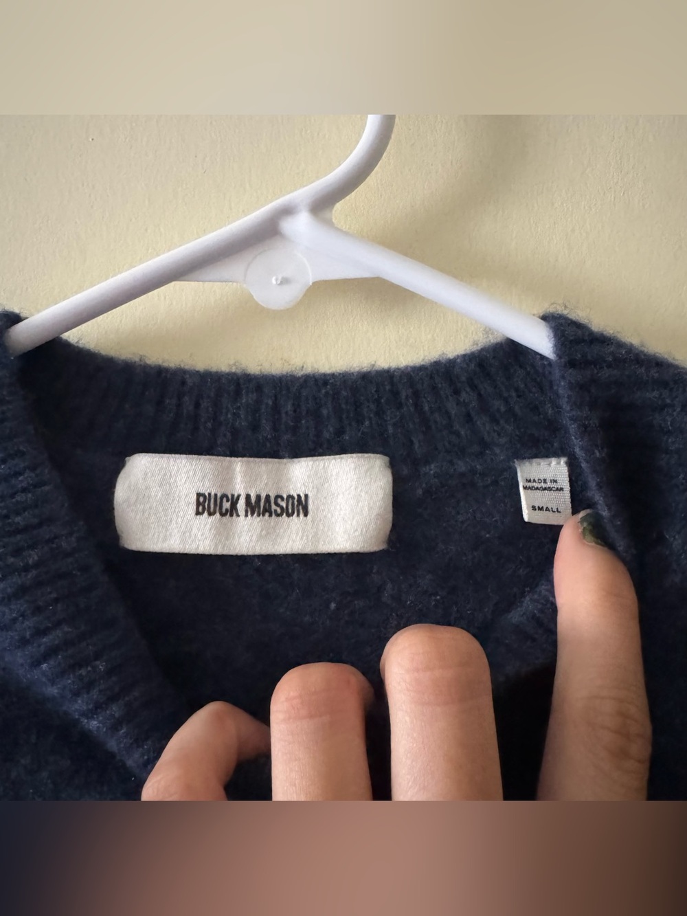 *Shrunken* Buck Mason Idyllwild Cashmere Sweater in Rainstorm Heather Blue ๐ - Picture 4 of 6